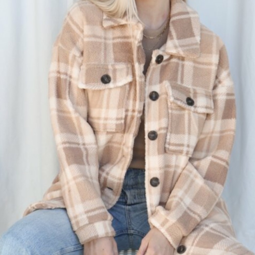 Plaid shacket brand size M
